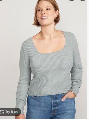 OLD NAVY Fitted Cropped Square-Neck Rib-Knit
Sweater large